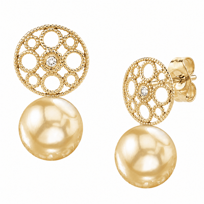 Golden South Sea Pearl & Diamond Faye Earrings