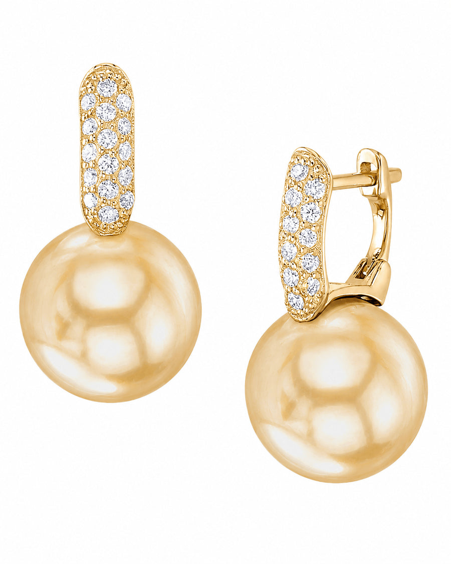 Golden South Sea Pearl & Diamond Calypso Drop Earrings