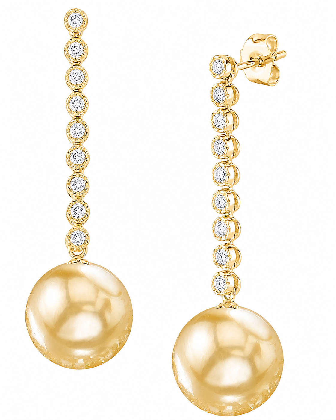 Golden South Sea Pearl & Diamond Bellatrix Dangle Earrings