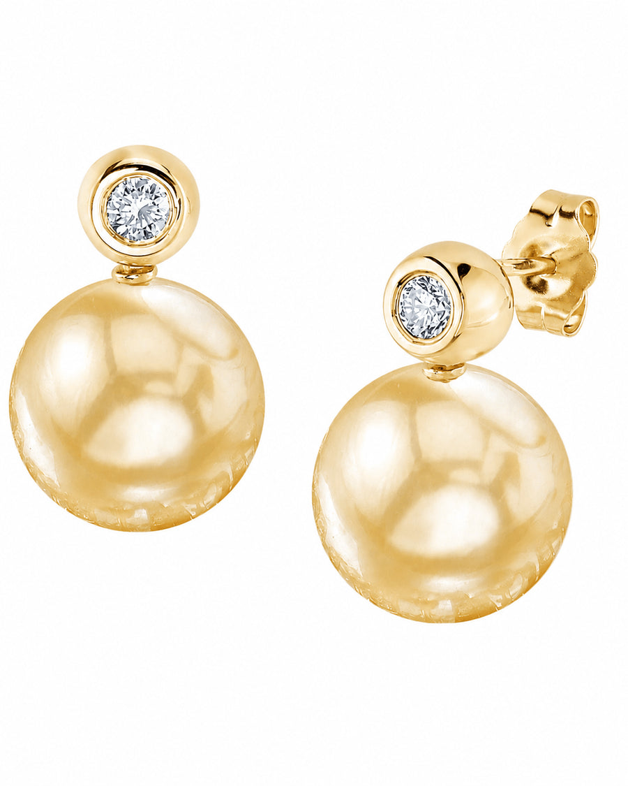 Golden South Sea Pearl & Diamond Honor Earrings