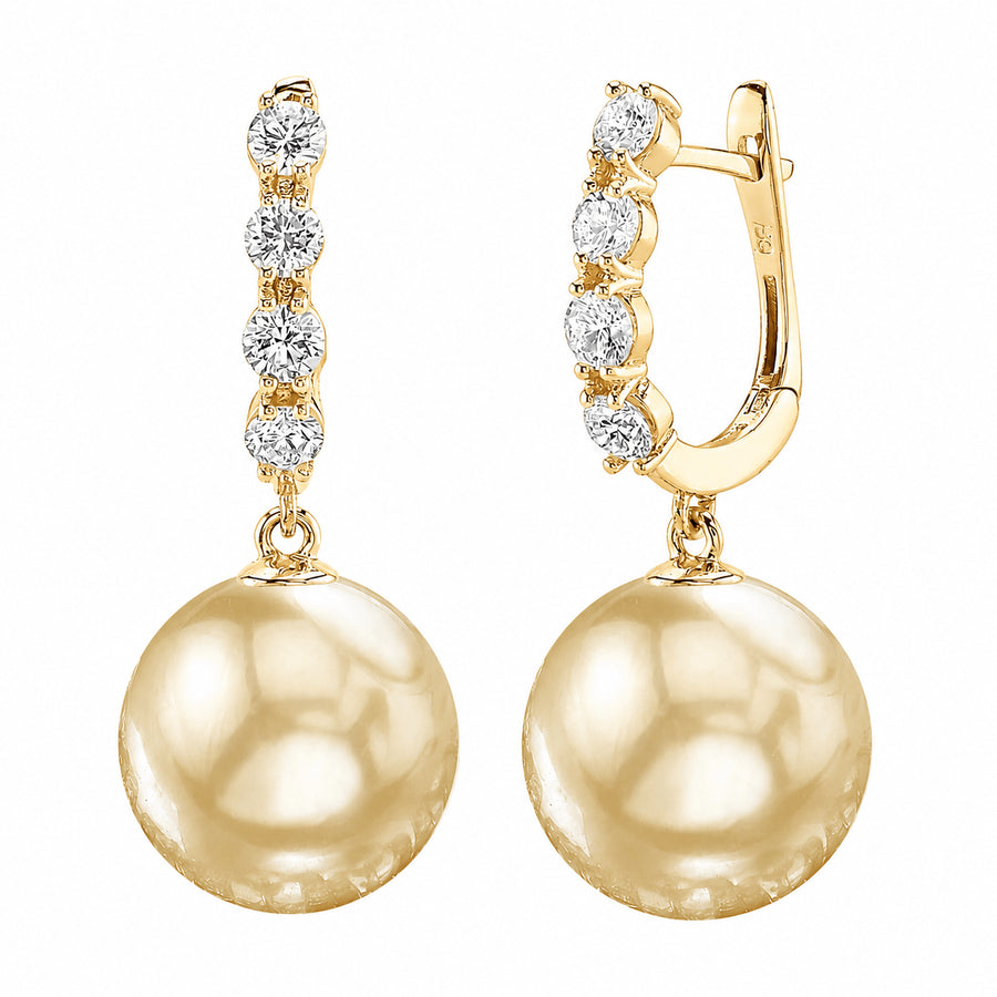 Golden South Sea Pearl & Diamond Artemis Earrings