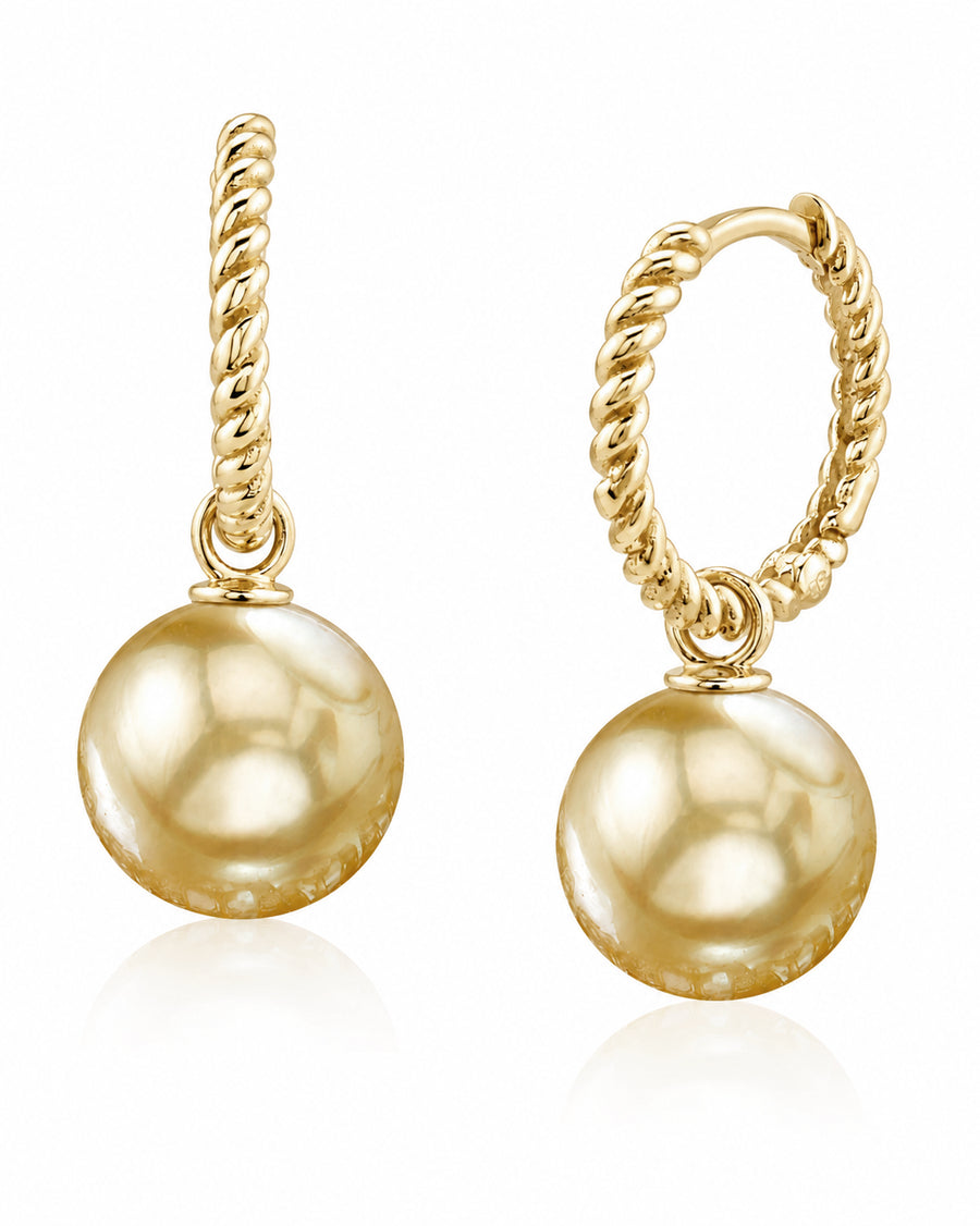 Golden South Sea Pearl Xanthe Hoop Earrings