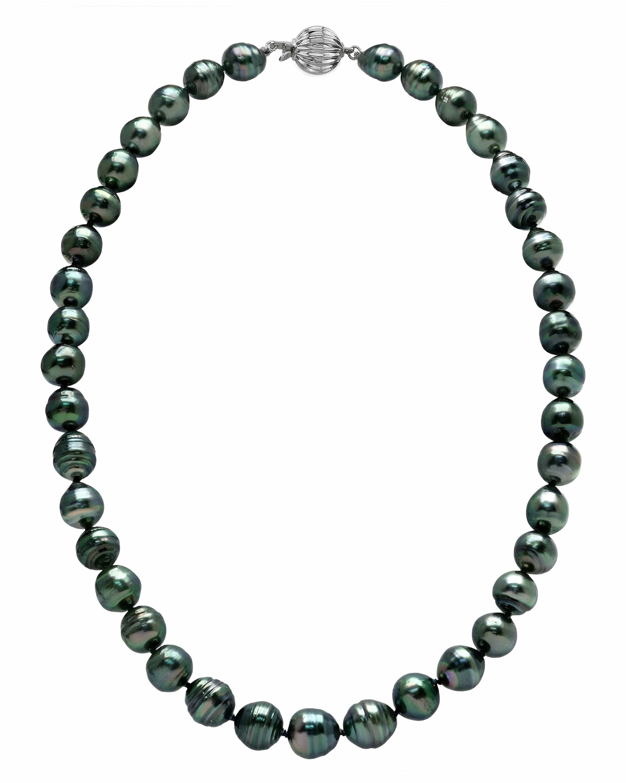 Dark Tahitian Circled Baroque Pearl Necklace, 8.0-10.0mm - AA+ Quality