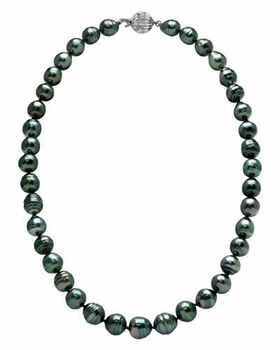 Dark Tahitian Circled Baroque Pearl Necklace, 8.0-10.0mm - AA+ Quality