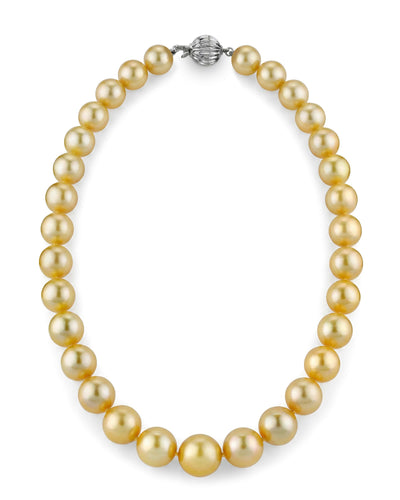 Golden Round South Sea Pearl Necklace, 10.0-12.0mm - AAA Quality