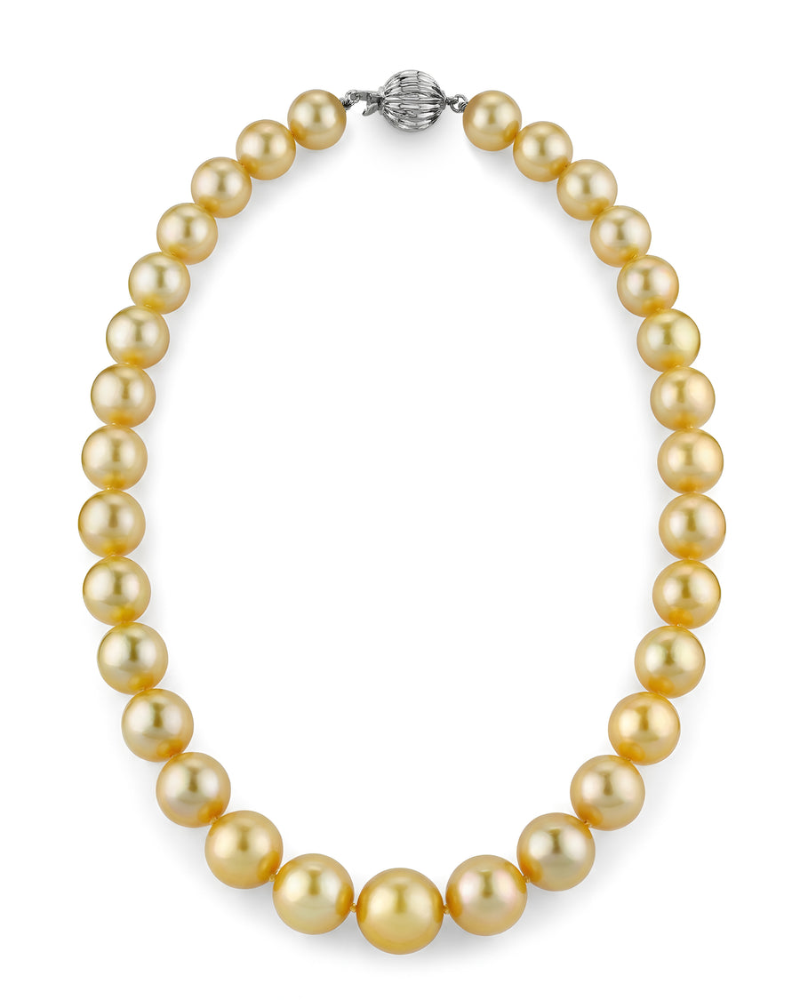 Golden Round South Sea Pearl Necklace, 10.0-12.0mm - AAA Quality