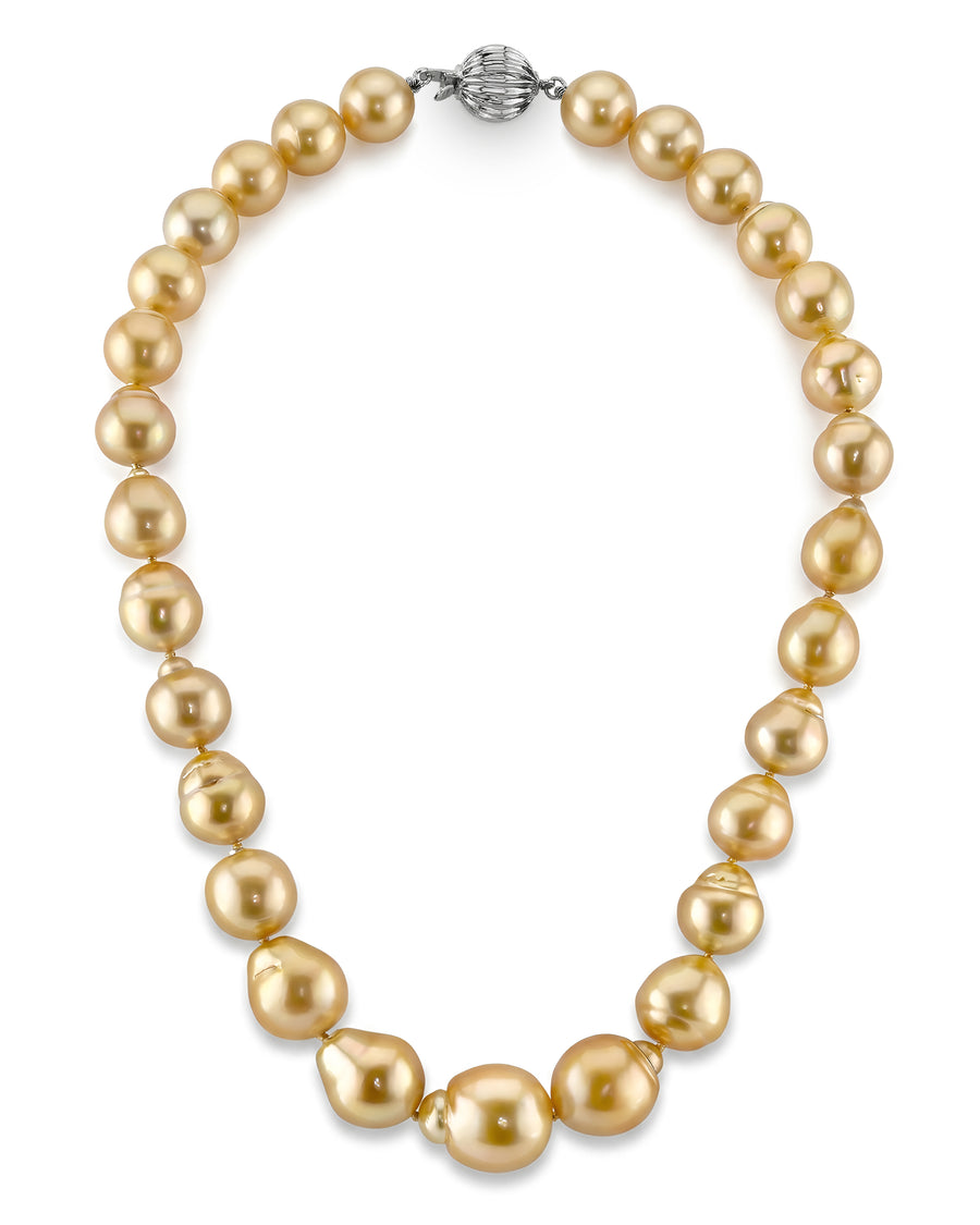 Golden South Sea Baroque Pearl Necklace, 12.0-17.0mm - AA+ Quality