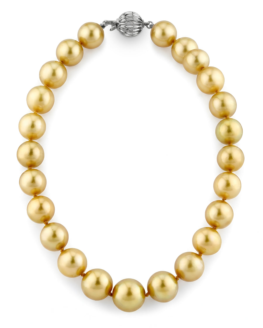 Golden South Sea Pearl Necklace, 12.0-15.0mm - AAA Quality