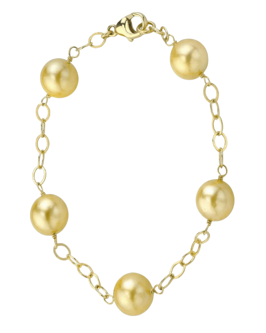 Golden South Sea Tin Cup Pearl Bracelet