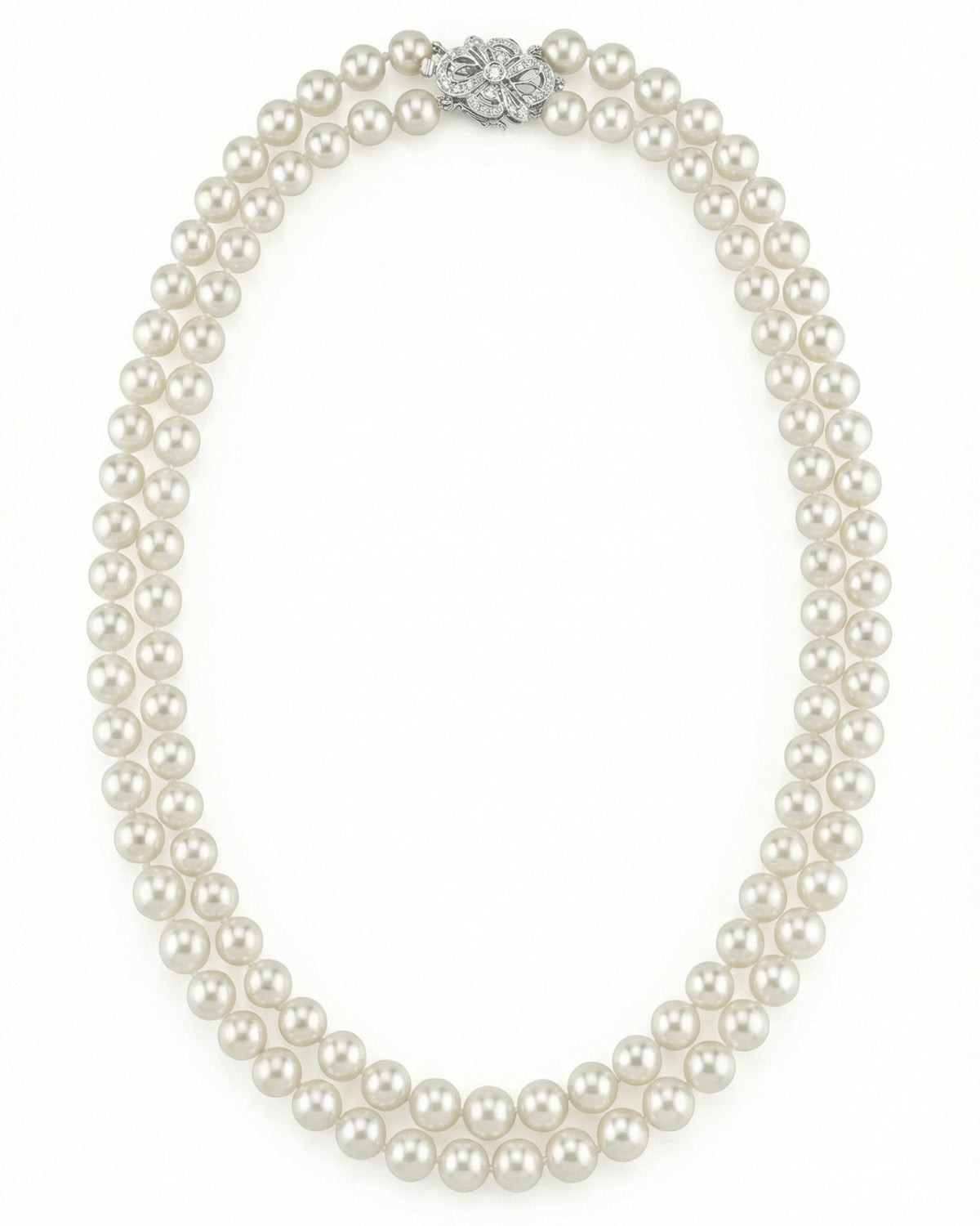 Hanadama Akoya White Pearl Double Strand Necklace