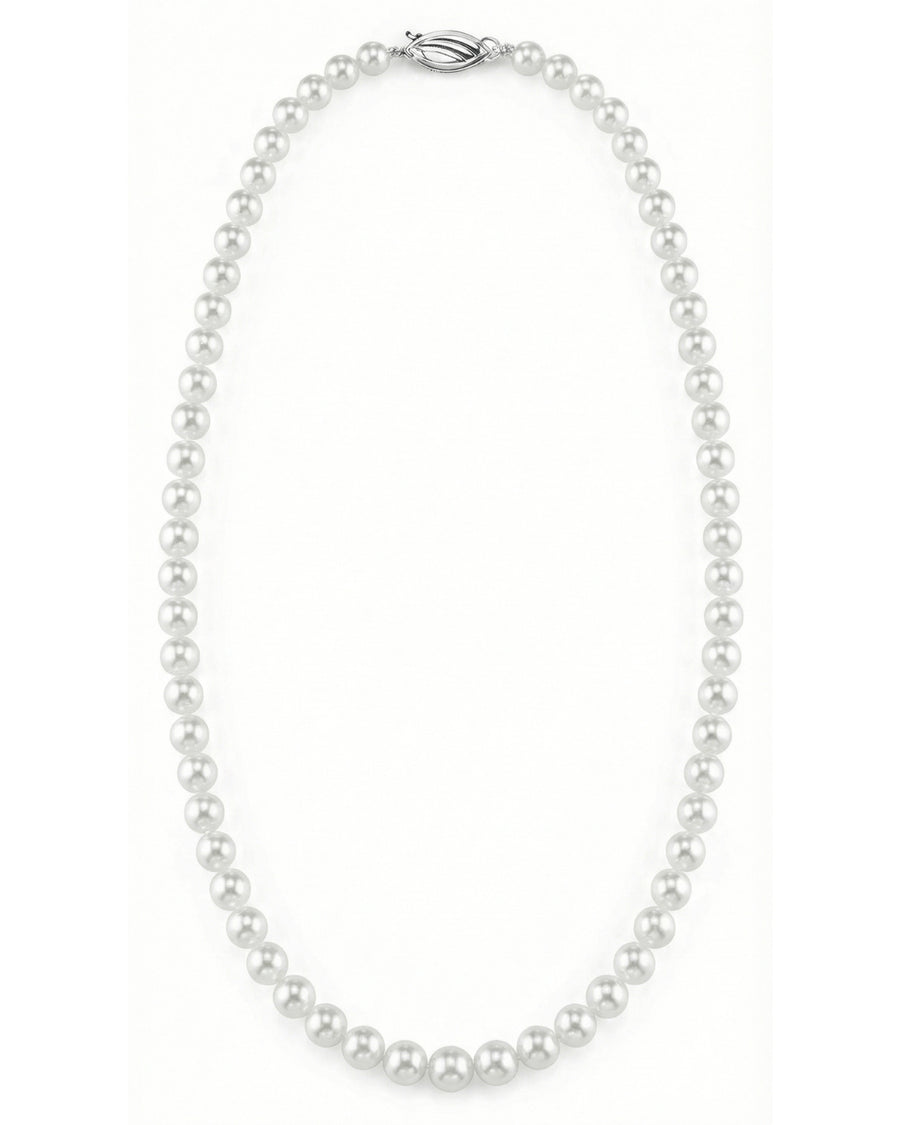 Hanadama Japanese White Akoya Graduated Pearl Necklace, 6.0-9.0mm
