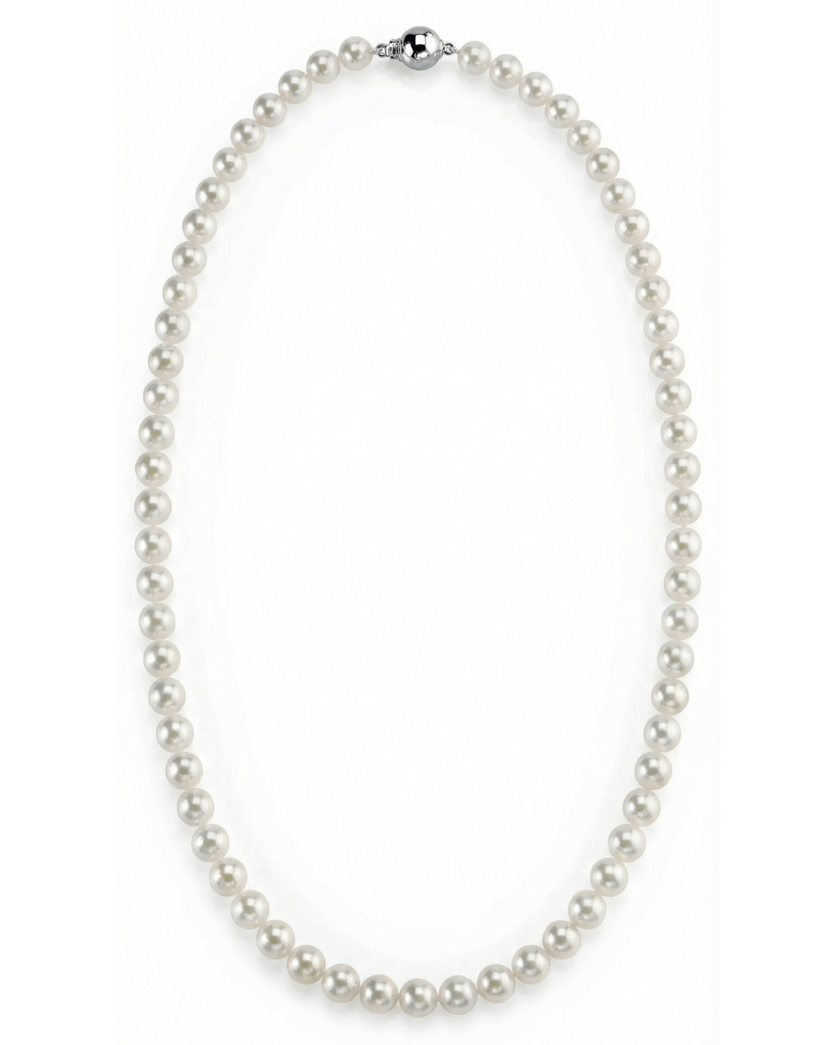 Hanadama Japanese White Akoya Pearl Necklace, 6.0-6.5mm
