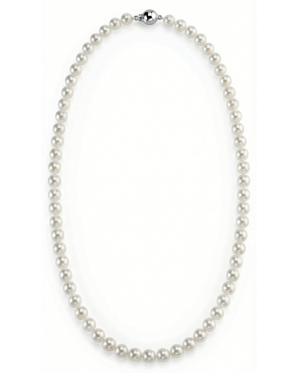 Hanadama Japanese White Akoya Pearl Necklace, 6.0-6.5mm
