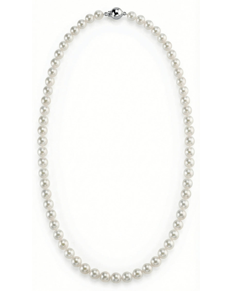 Hanadama Japanese White Akoya Pearl Necklace, 6.0-6.5mm