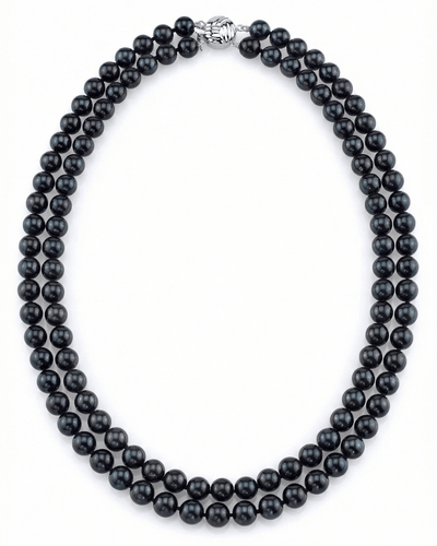Japanese Akoya Black Pearl Double Strand Necklace