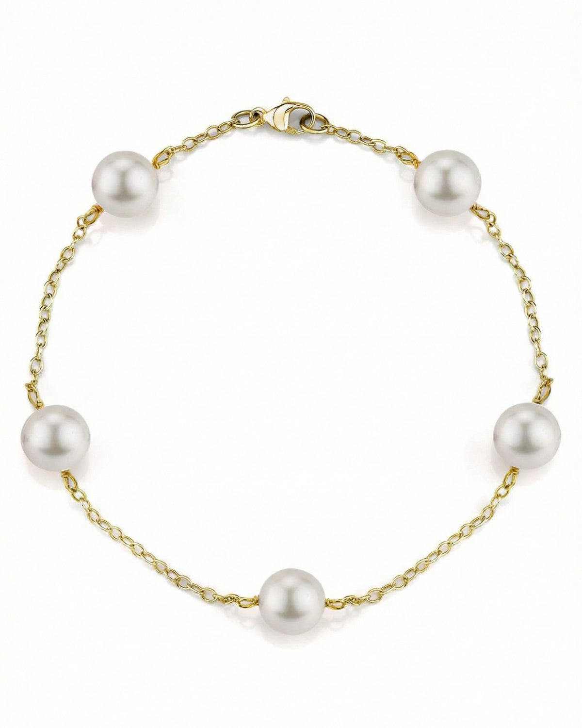 Japanese Akoya White Pearl Tincup Bracelet