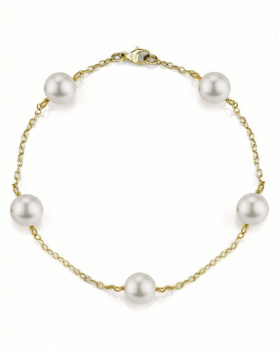 Japanese Akoya White Pearl Tincup Bracelet