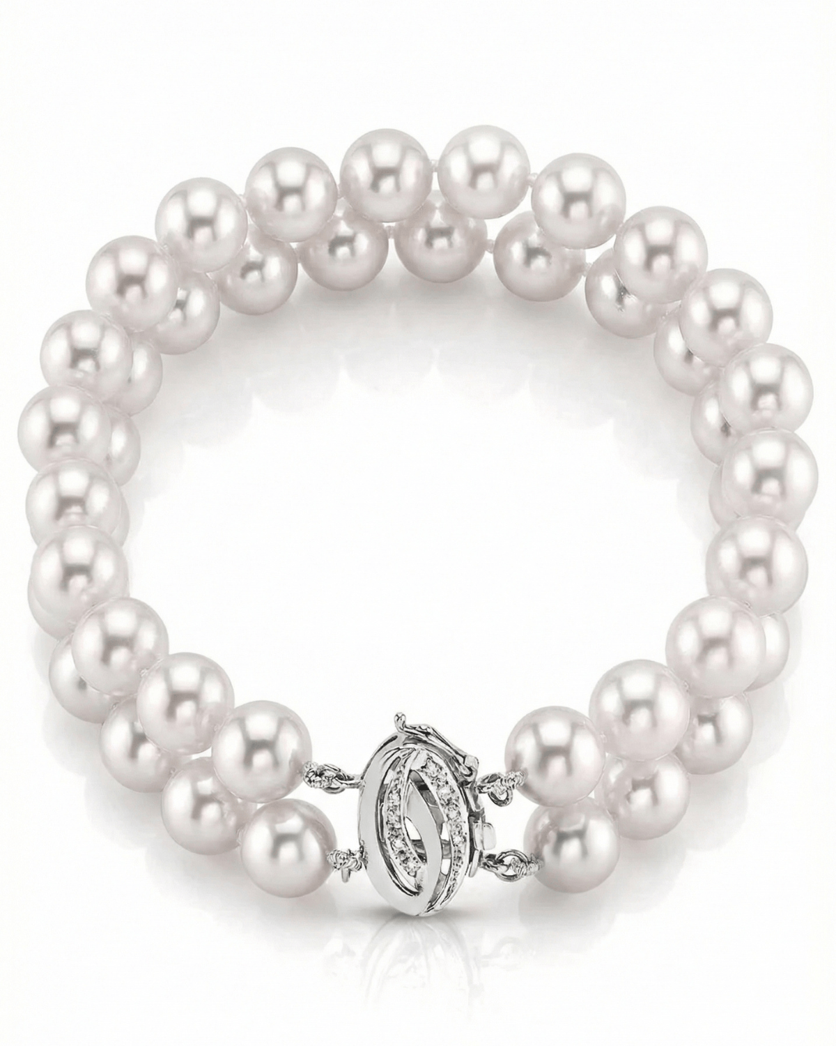 Japanese Large Akoya White Pearl Double Bracelet- Choose Your Quality