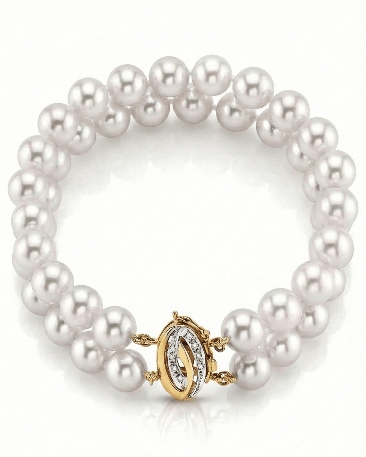 Japanese Large Akoya White Pearl Double Bracelet- Choose Your Quality