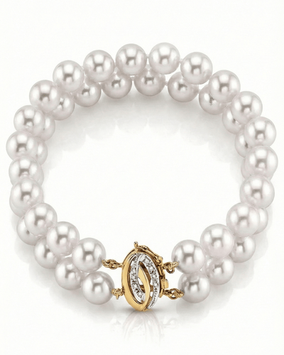Japanese Large Akoya White Pearl Double Bracelet- Choose Your Quality