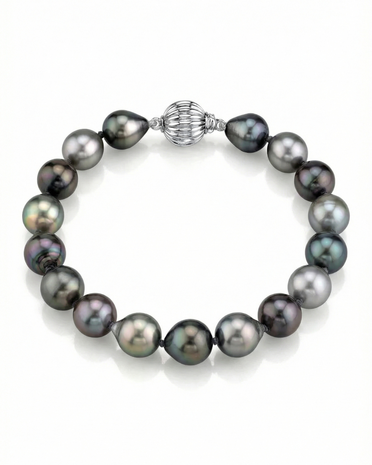 Multi-Color Tahitian Drop-Shape Pearl Bracelet, 9.0-10.0mm - AAAA Quality