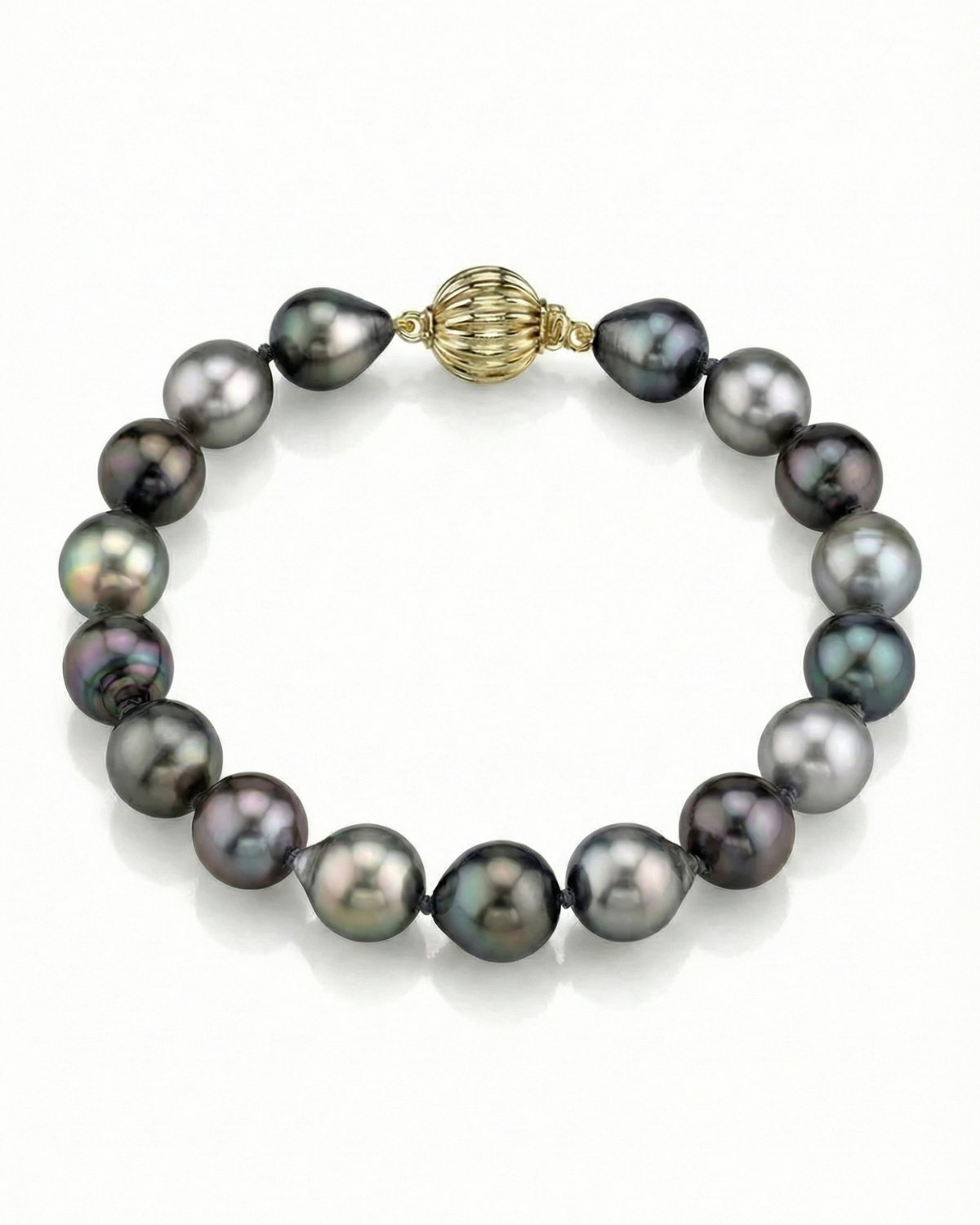 Multi-Color Tahitian Drop-Shape Pearl Bracelet, 9.0-10.0mm - AAAA Quality
