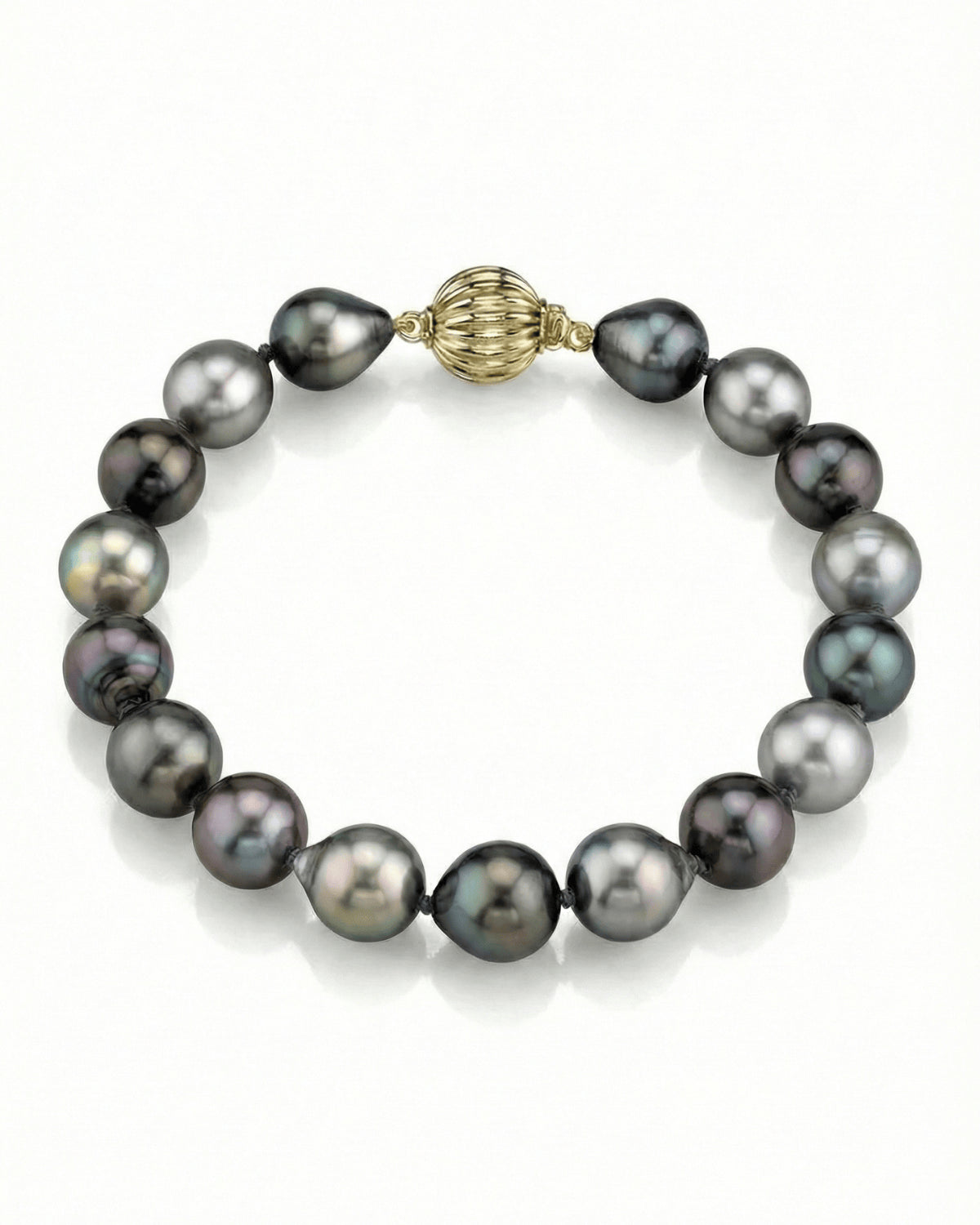 Multi-Color Tahitian Drop-Shape Pearl Bracelet, 9.0-10.0mm - AAAA Quality