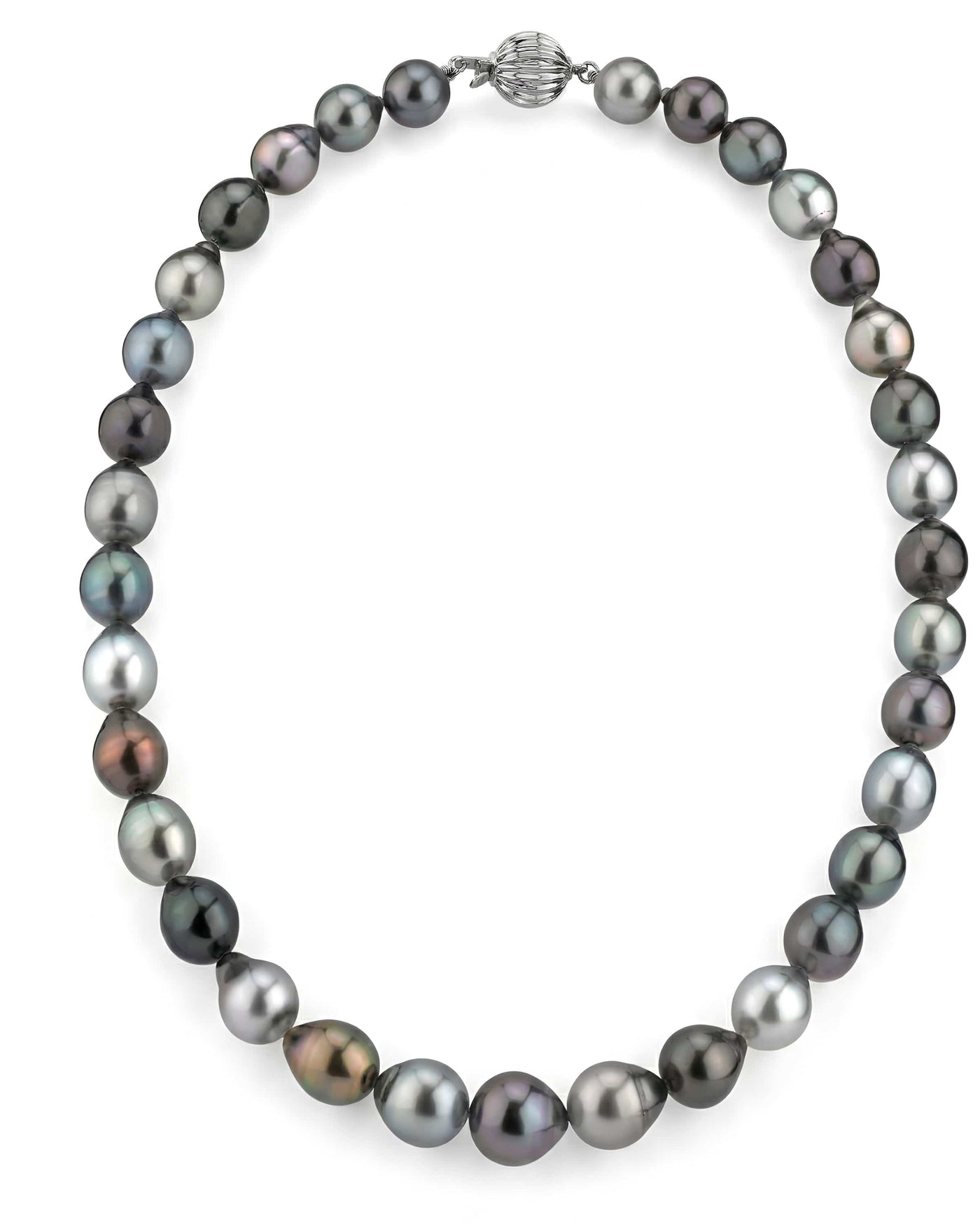 Multi-Color Tahitian Smooth Drop-Shape Pearl Necklace, 9.0-11.0mm - AAAA Quality