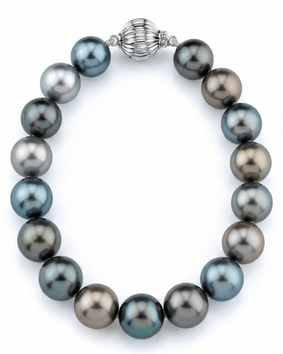 Multi-Color Tahitian True Round Pearl Bracelet, 9.0-10.0mm - AAA Quality