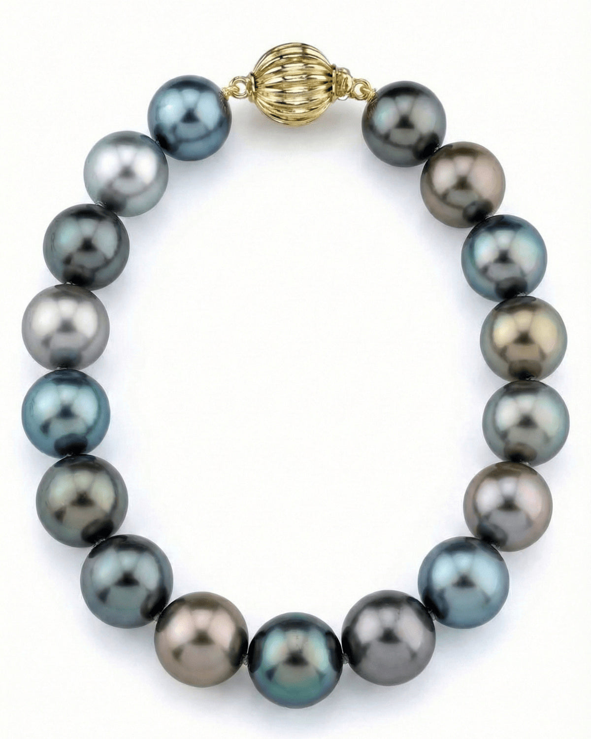 Multi-Color Tahitian True Round Pearl Bracelet, 9.0-10.0mm - AAA Quality