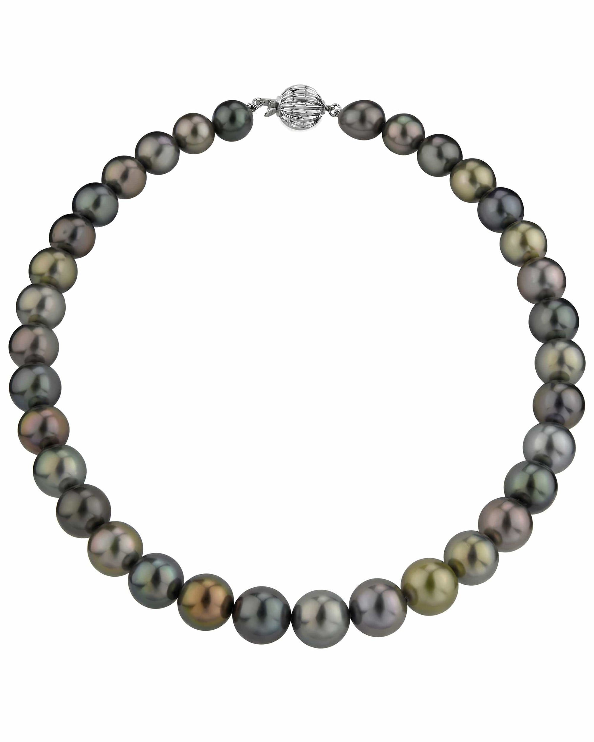 Multi-Color Tahitian True Round Pearl Necklace, 10.0-11.0mm - AAAA Quality