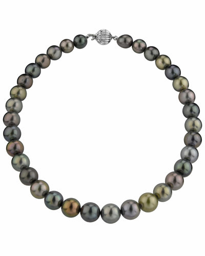 Multi-Color Tahitian True Round Pearl Necklace, 10.0-11.0mm - AAAA Quality