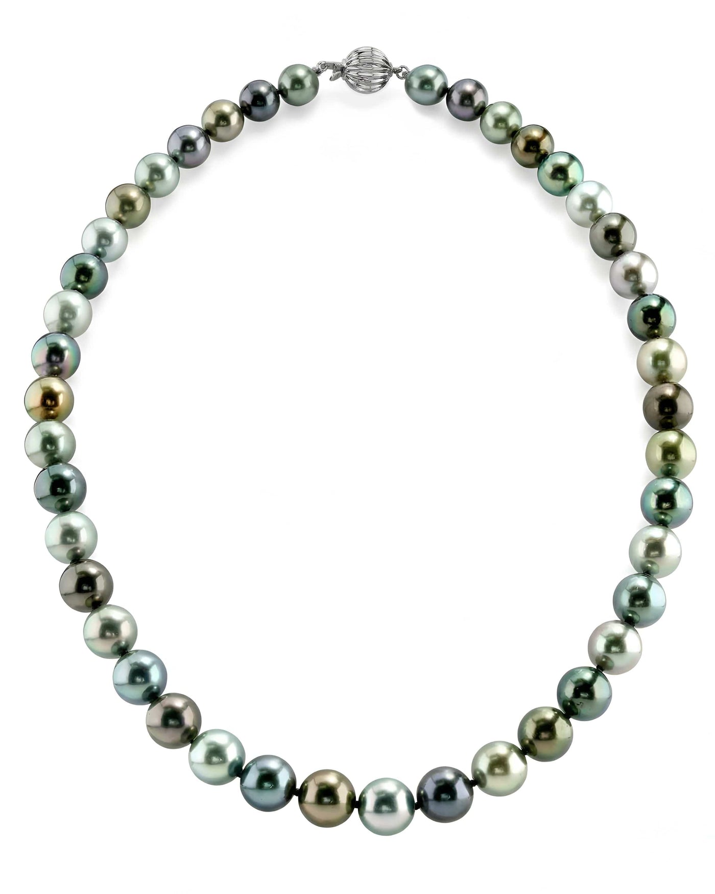 Multi-Color Tahitian True Round Pearl Necklace, 8.0-10.0mm
