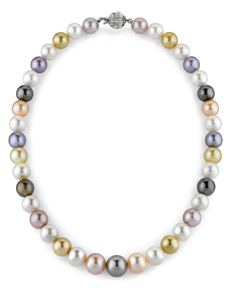 Multi-Color Tahitian, South Sea & Freshwater Pearl Necklace, 9.0-11.0mm - AAA Quality