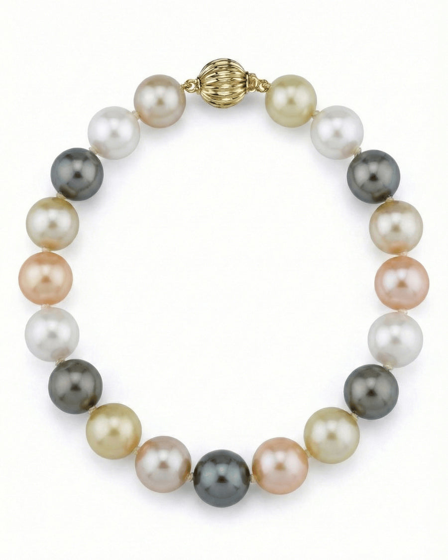 Multi-Color Tahitian, South Sea and Freshwater Bracelet, 10.0-11.0mm - AAA Quality