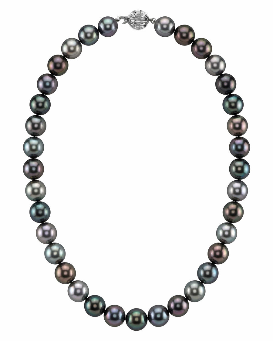 Multi-Color True Round Tahitian Pearl Necklace, 9-11mm