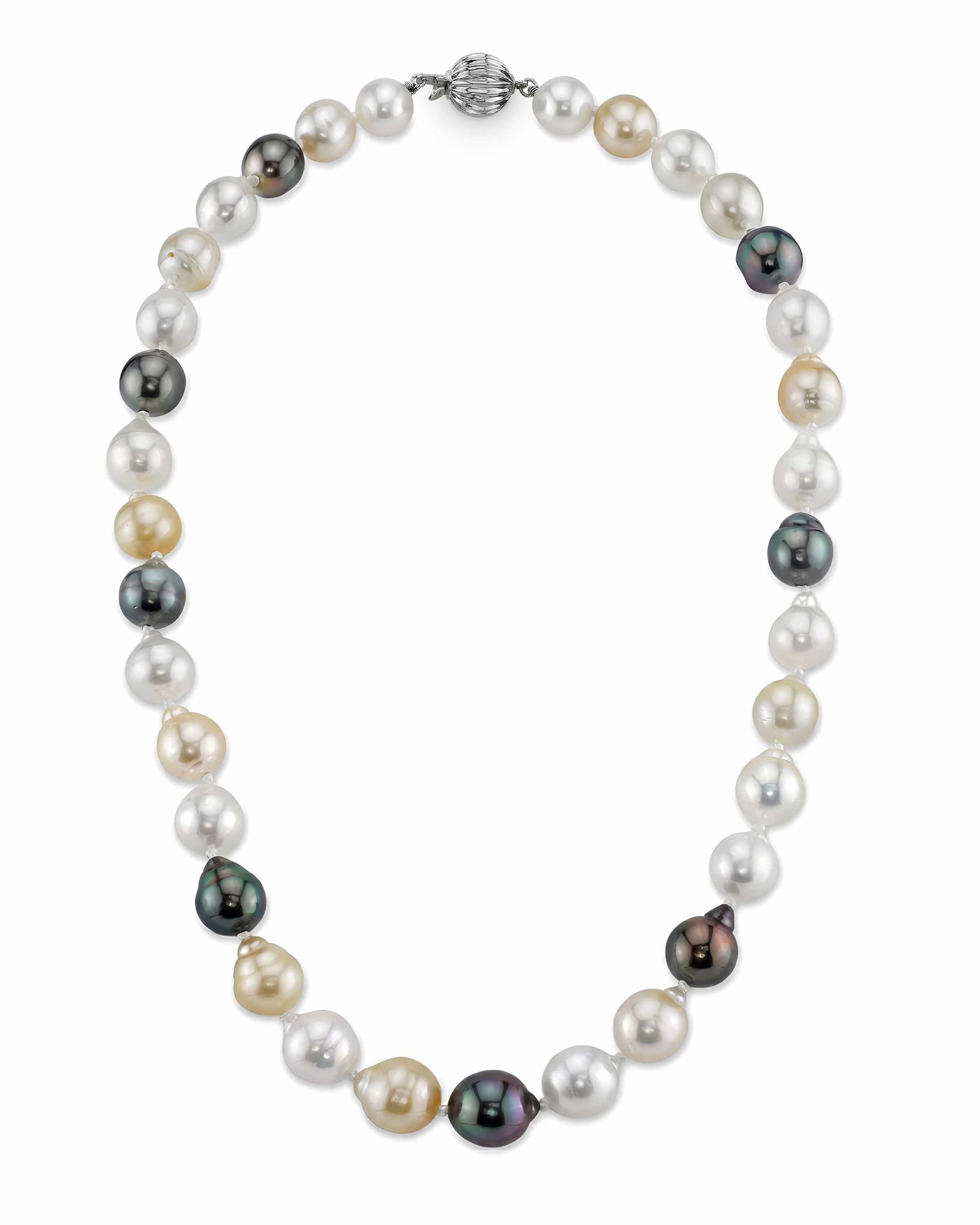 Multi-Color White, Golden South Sea & Tahitian Baroque Pearl Necklace, 8.0-10.0mm