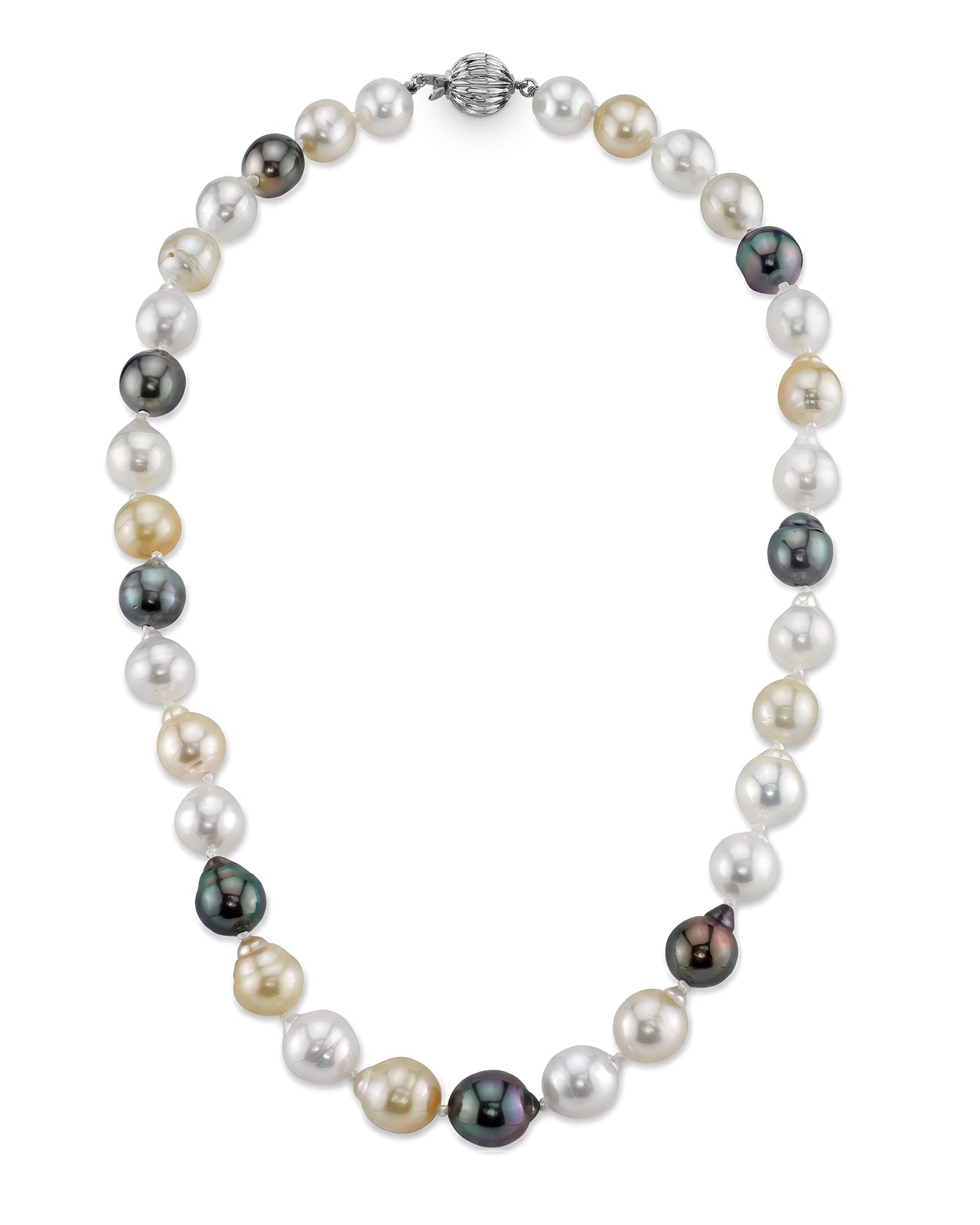 Multi-Color White, Golden South Sea & Tahitian Baroque Pearl Necklace, 8.0-10.0mm