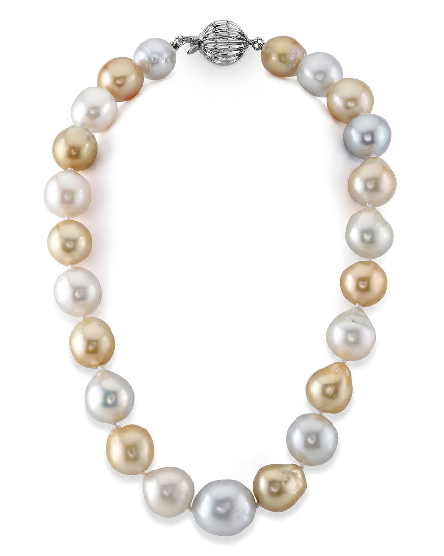 Multicolor White & Golden South Sea Baroque Pearl Necklace, 15.0-20.0mm - AA+ Quality