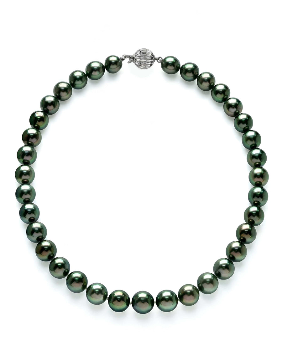 Peacock True Round Tahitian Pearl Necklace, 9.0-11.0mm - AAAA Quality
