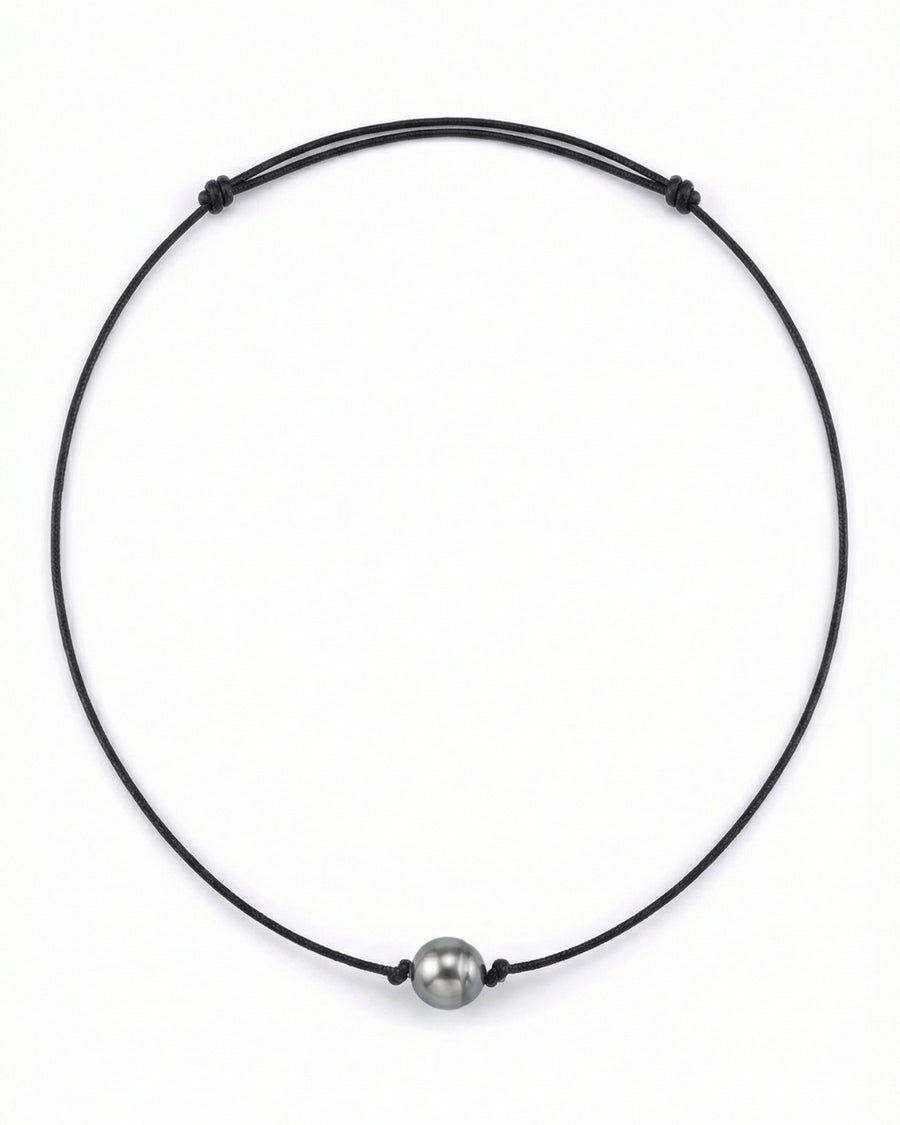 Tahitian Baroque Pearl on Leather Adjustable Necklace