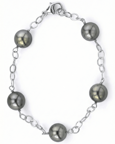 Tahitian Pearl Tin Cup Bracelet, 9.0-10.0mm