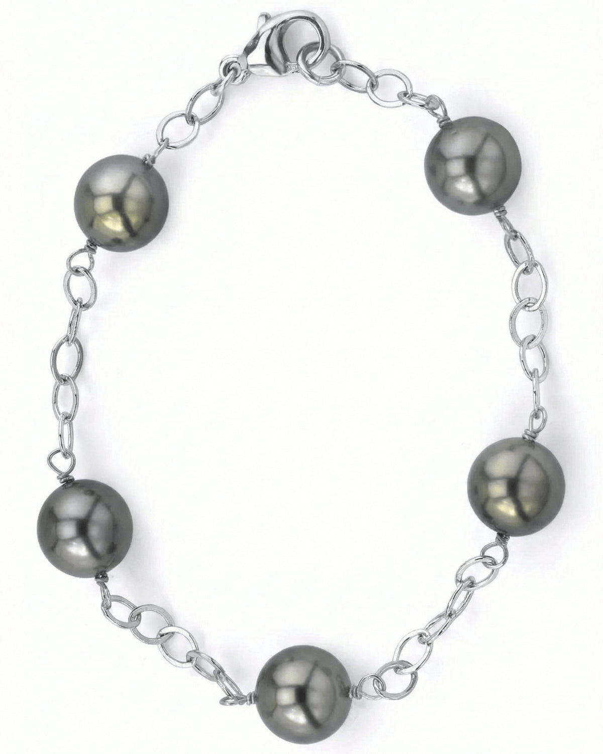 Tahitian Pearl Tin Cup Bracelet, 9.0-10.0mm