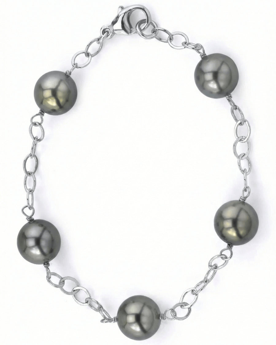 Tahitian Pearl Tin Cup Bracelet, 9.0-10.0mm