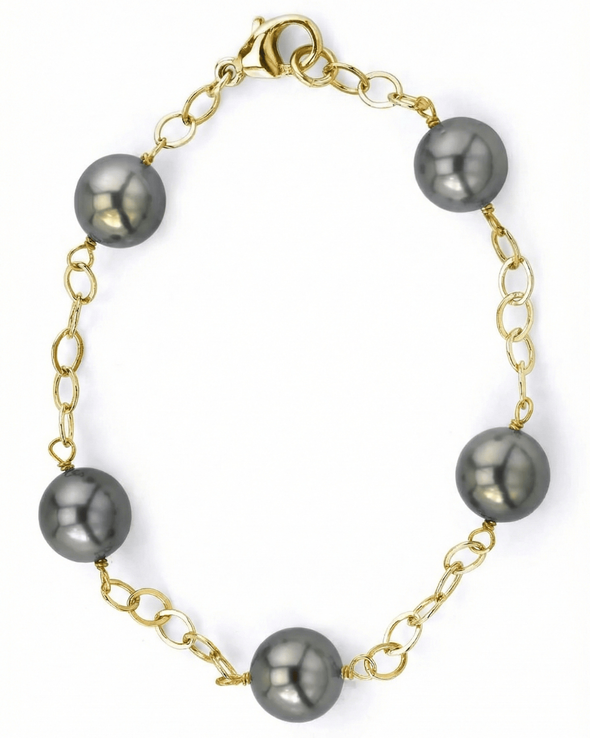 Tahitian Pearl Tin Cup Bracelet, 9.0-10.0mm