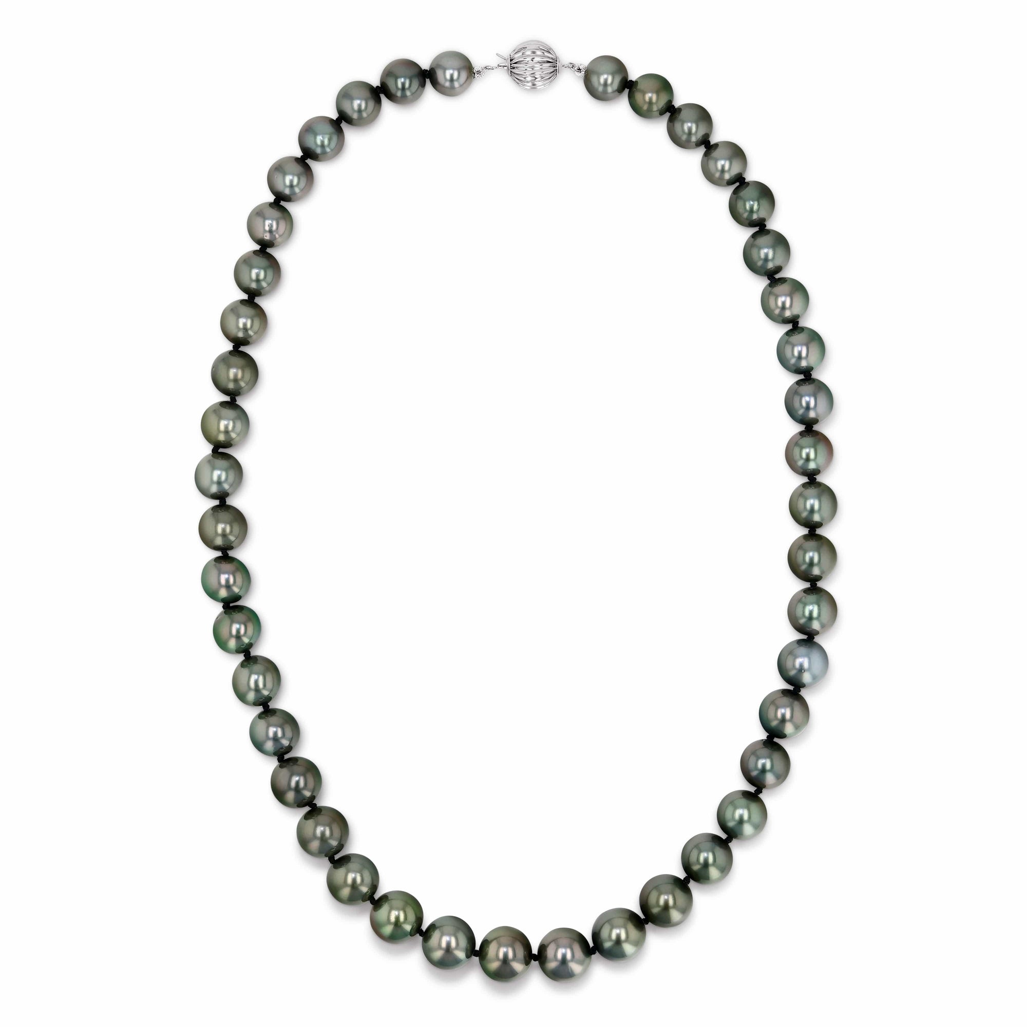 True Round Black Tahitian Pearl Necklace, 9.0-11.0mm - AAAA Quality