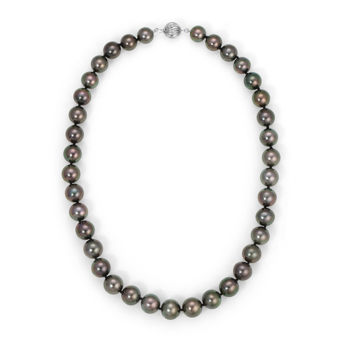 Black Tahitian True Round Pearl Necklace, 10.0-12.0mm - AAA/Gem Quality