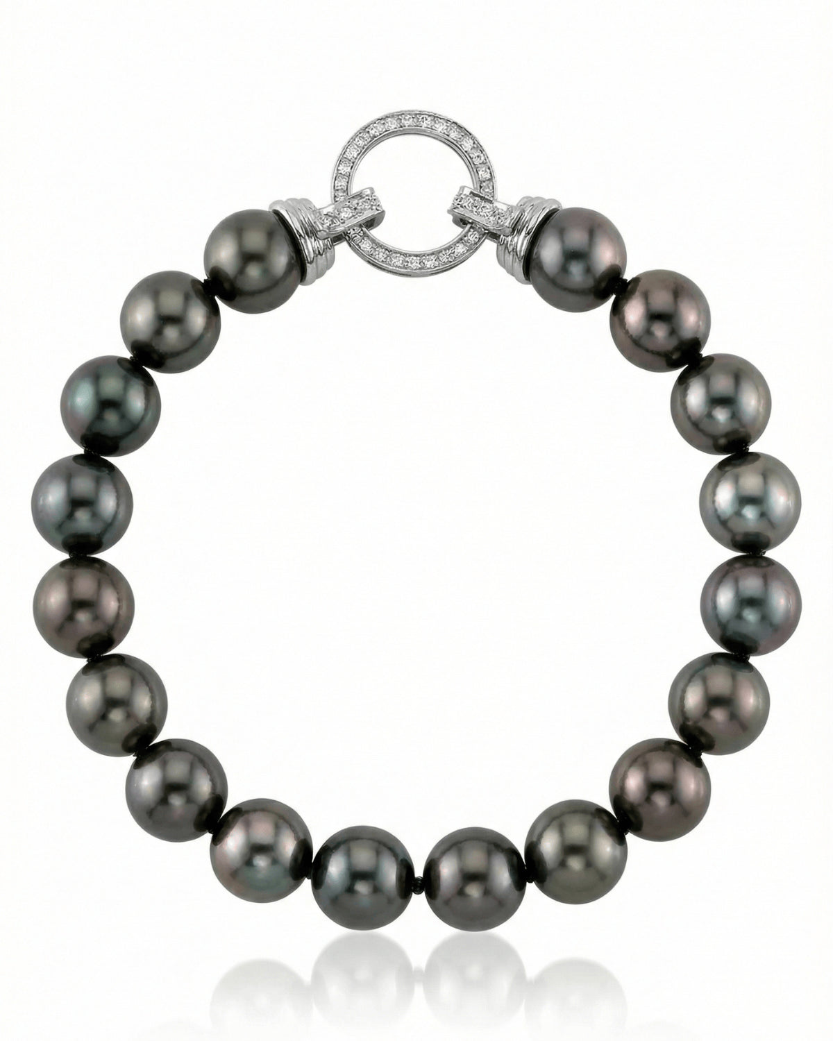 True Round Black Tahitian Pearl Bracelet, 8.0-9.0mm - AAAA Quality