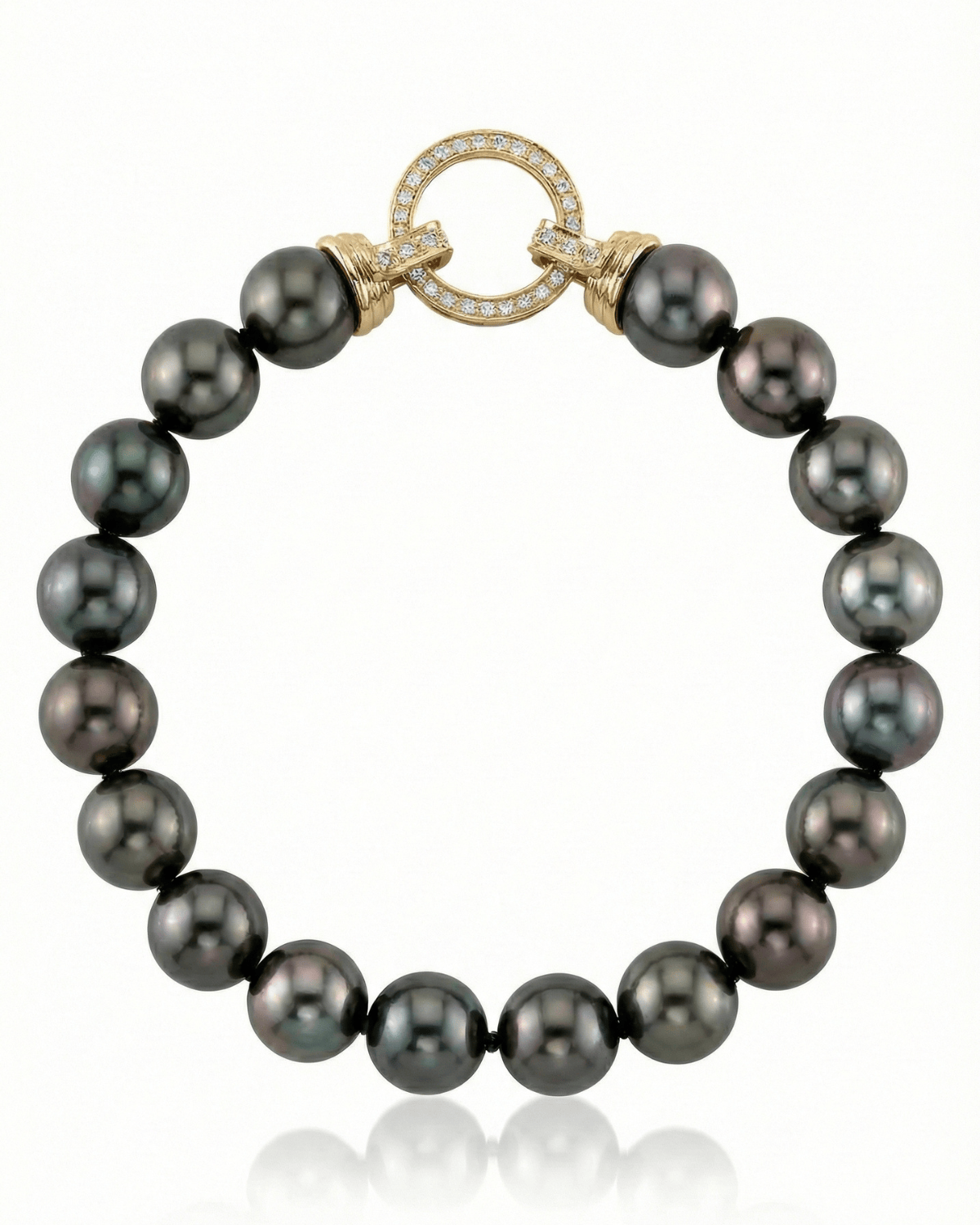 True Round Black Tahitian Pearl Bracelet, 8.0-9.0mm - AAAA Quality