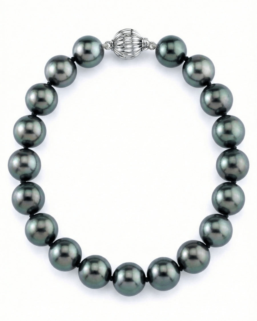True Round Black Tahitian Pearl Bracelet, 8.0-9.0mm - AAA Quality